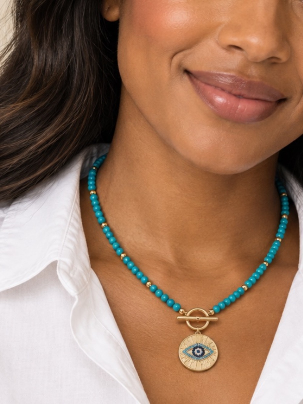 New! Blue Evil Eye Necklace NWOT - Picture 1 of 3